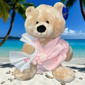 My Oli Teddy Bear Plush Sick Get Well Soon Gift Robe Stuffed Animal Pink 9"